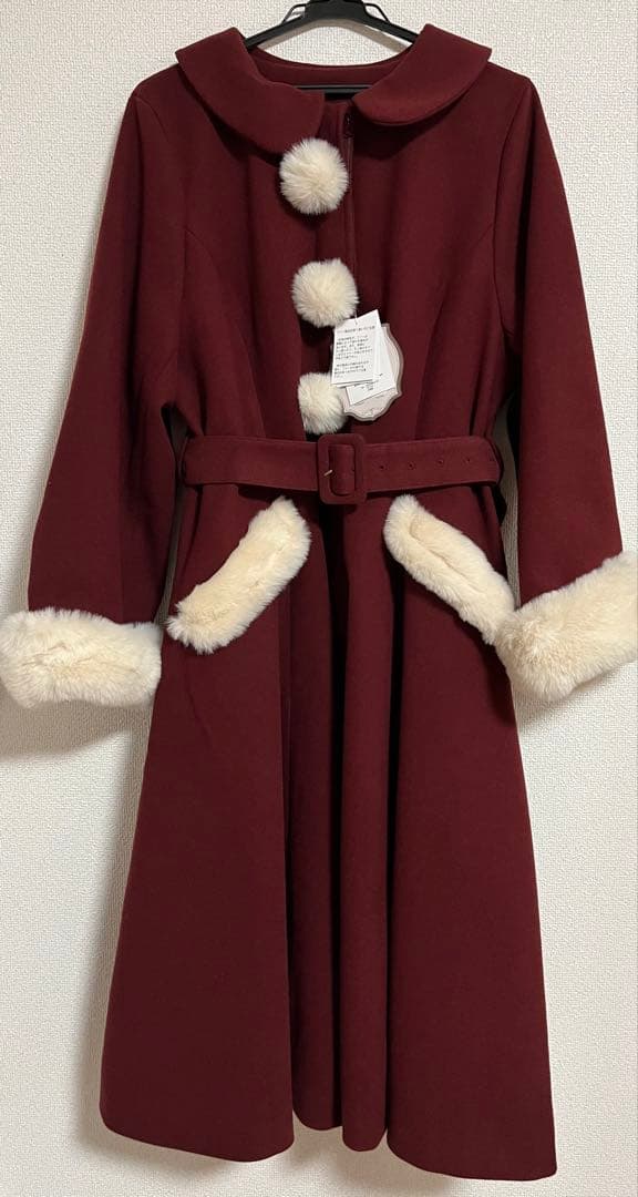 しまむら クラロリ くる実 コラボ ファーコート ワインレッド 濃赤 4L