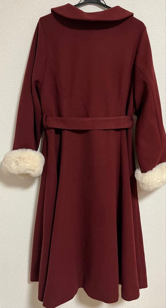 しまむら クラロリ くる実 コラボ ファーコート ワインレッド 濃赤 4L