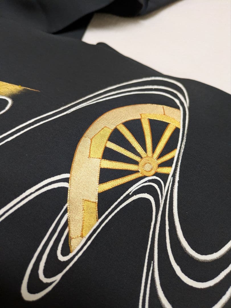 【ゑり善】塩瀬　☆金駒刺繍　銀刺繍　金箔　 流水柄　高級名古屋