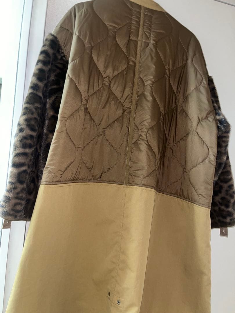 【etsinta/エシンタ】 ファー切替ノーカラーキルティングコート