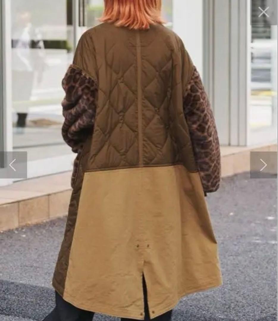 【etsinta/エシンタ】 ファー切替ノーカラーキルティングコート