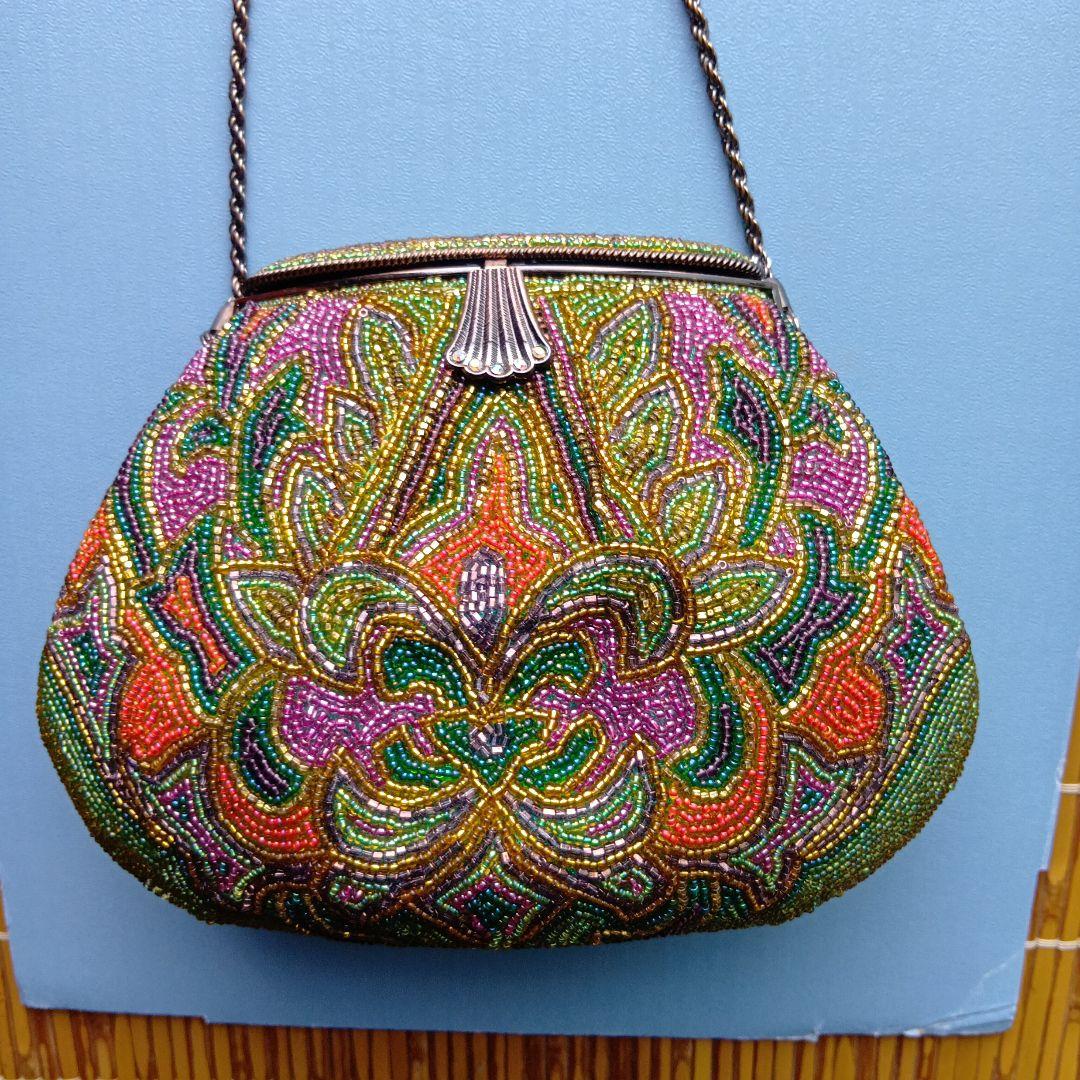 ビーズバッグ　レトロ　フォーマルバッグ