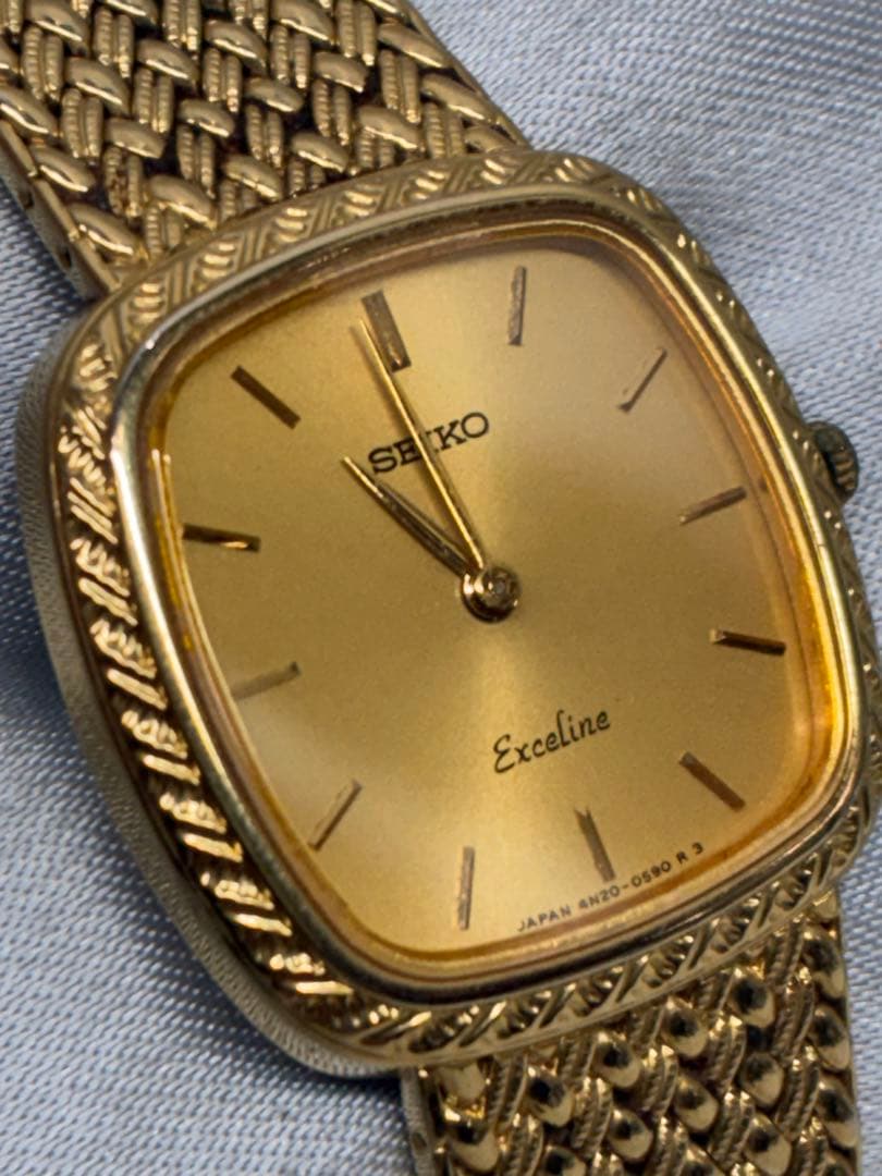 SEIKO セイコー エクセリーヌ 4N20-5160 QZ ゴールド文字盤