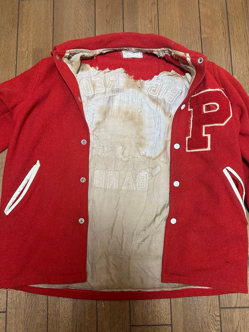 70’s スタジャン アワードジャケット　ヴィンテージ usa 襟付き裾リブ無し