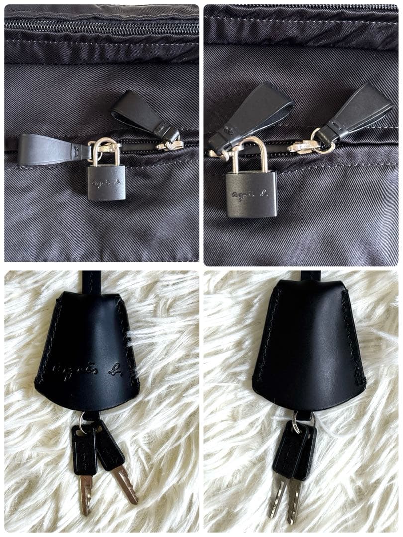 美品✨アニエスベー ボヤージュ ボストンバッグ 2way 南京錠 ナイロン 黒