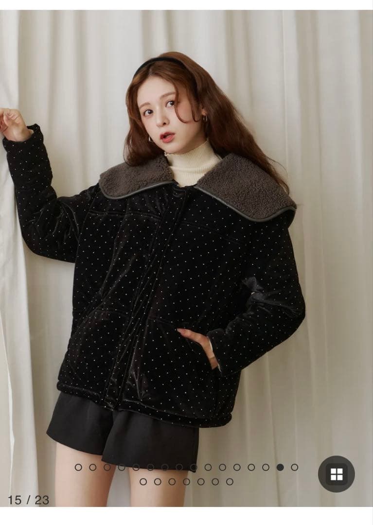 ラインストーンボアブルゾン　Olu.