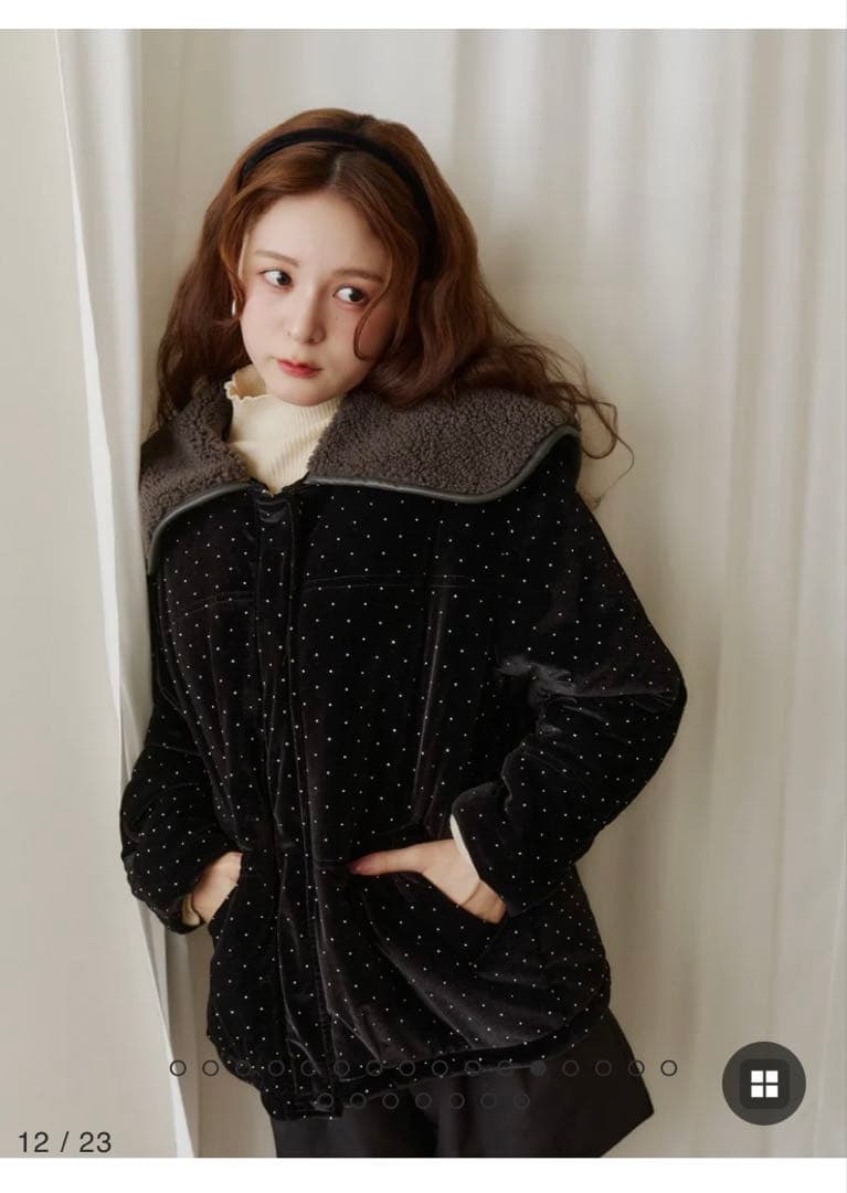 ラインストーンボアブルゾン　Olu.