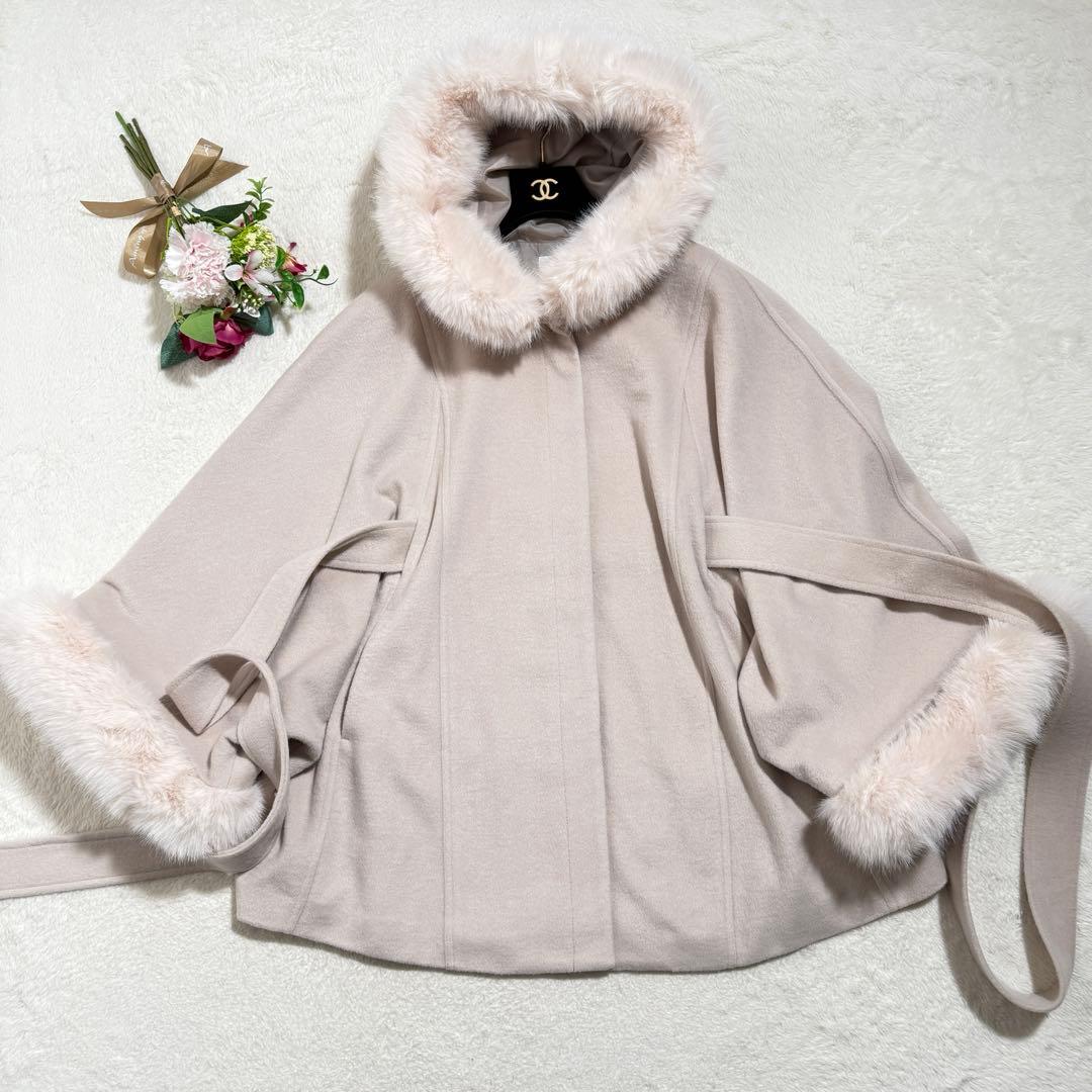 rienda ウールMIXフードポンチョコート　フード　秋冬　ベージュ