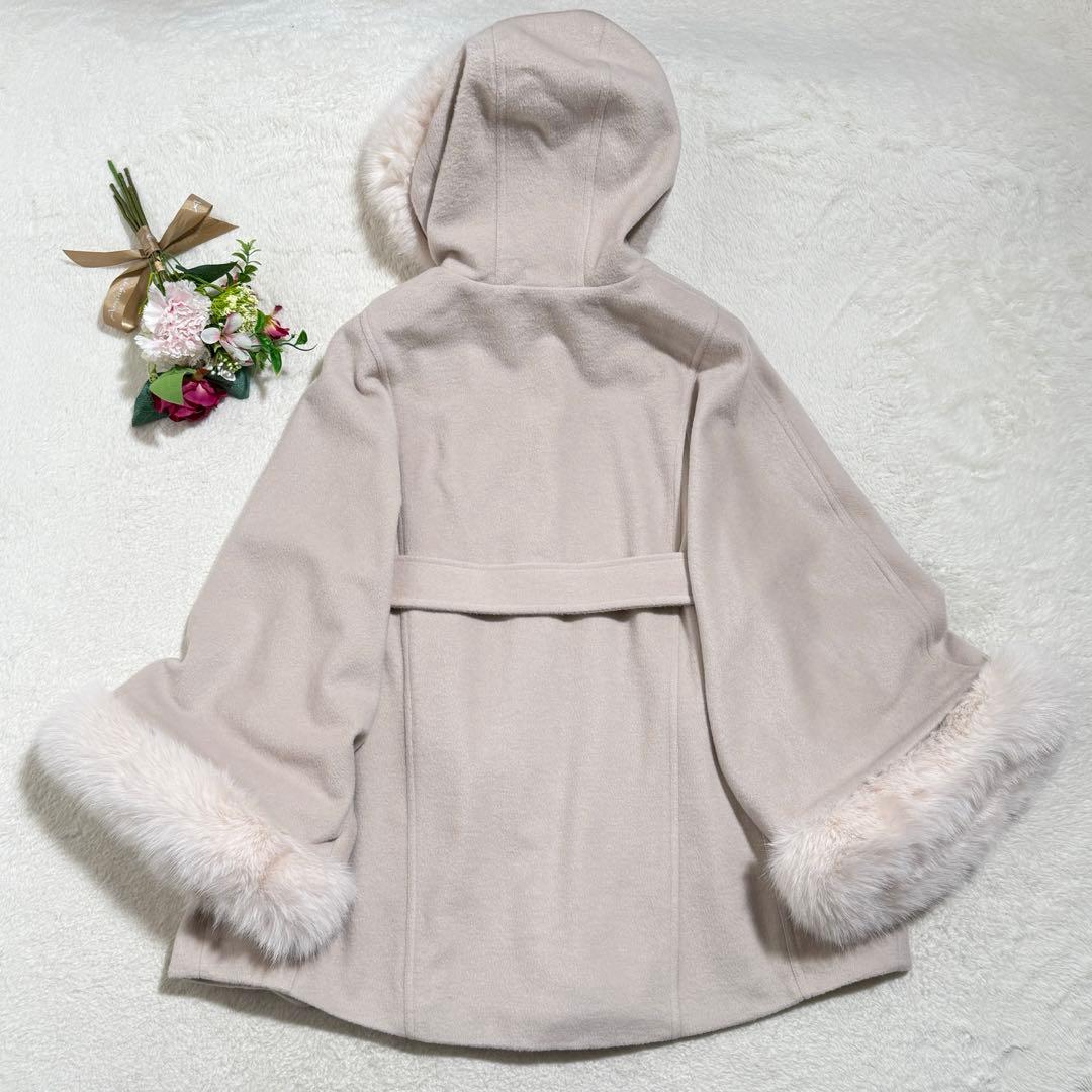 rienda ウールMIXフードポンチョコート　フード　秋冬　ベージュ