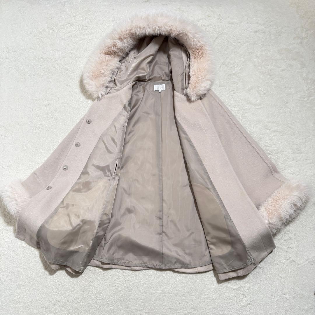 rienda ウールMIXフードポンチョコート　フード　秋冬　ベージュ