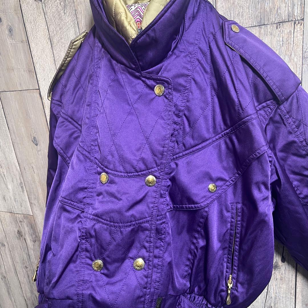 美品　レトロ　スキーウェア セットアップ　紫　黒　LLサイズ