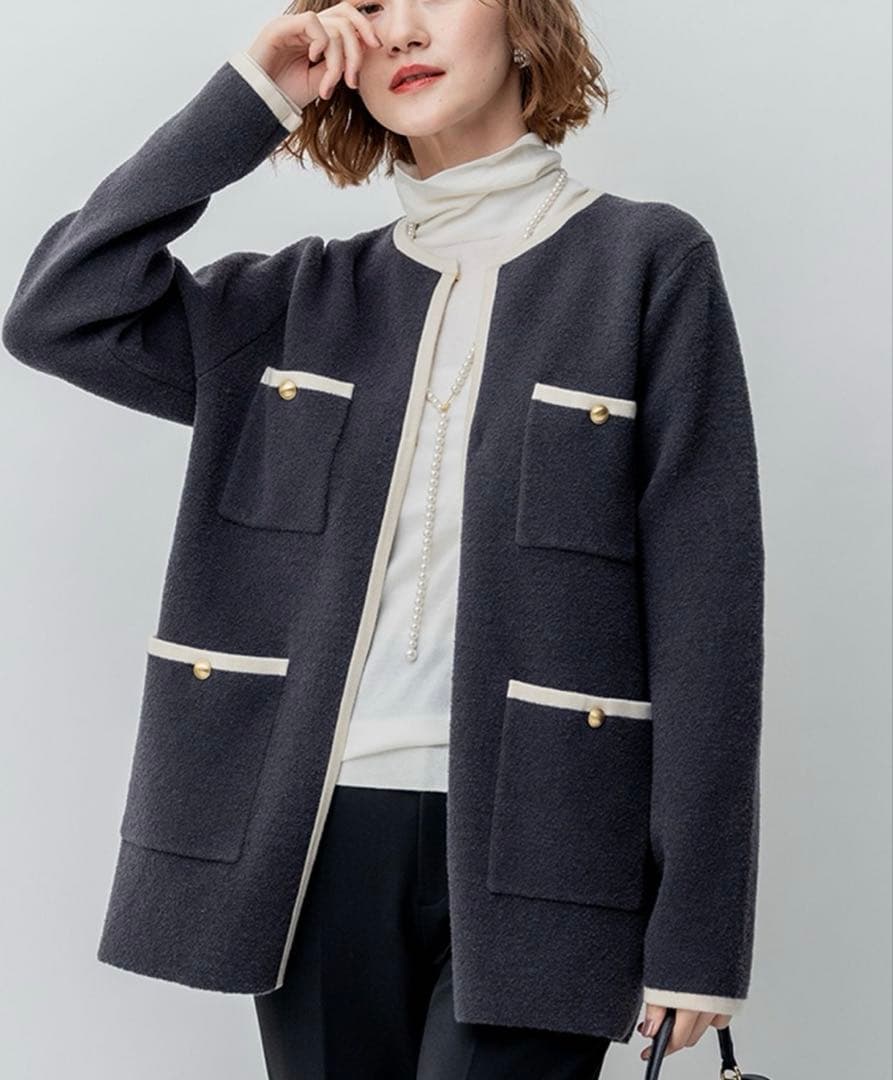 【お値下げ不可】ミニブークレ ニットジャケット／23区