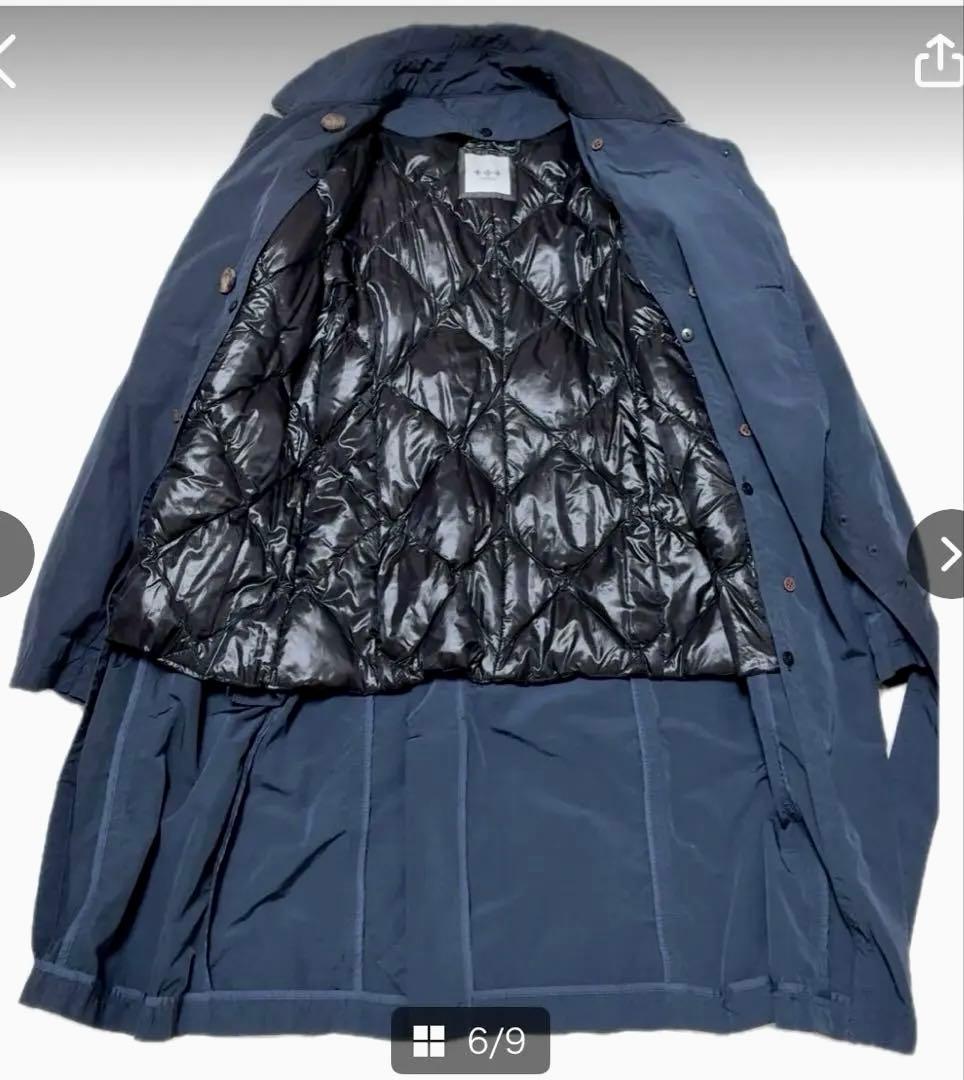 TTRASタトラス　トレンチコート　インナーダウン付き　紺　美品　スタイリッシュ