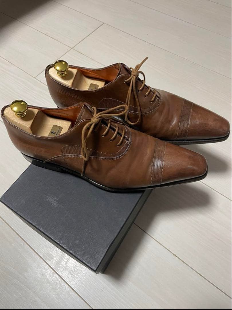 サントーニ　ブラウンレザー ビジネスシューズ
