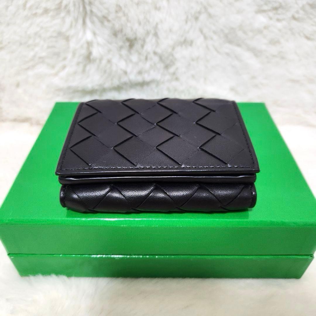 ✨未使用保管品　RFID搭載✨ボッテガ　三つ折り　イントレチャート　ブラック　黒
