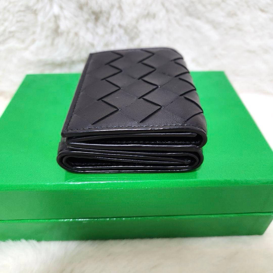 ✨未使用保管品　RFID搭載✨ボッテガ　三つ折り　イントレチャート　ブラック　黒