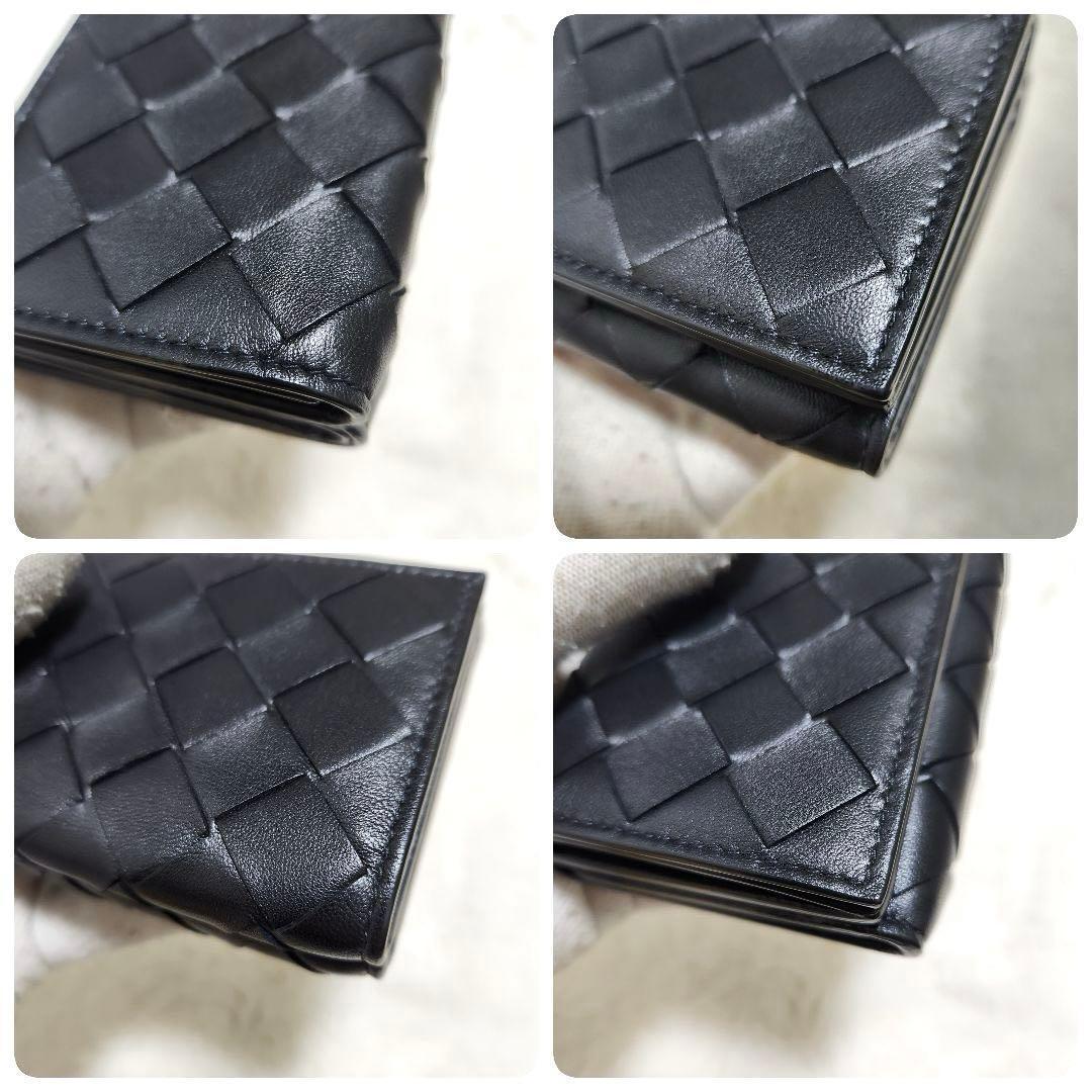 ✨未使用保管品　RFID搭載✨ボッテガ　三つ折り　イントレチャート　ブラック　黒
