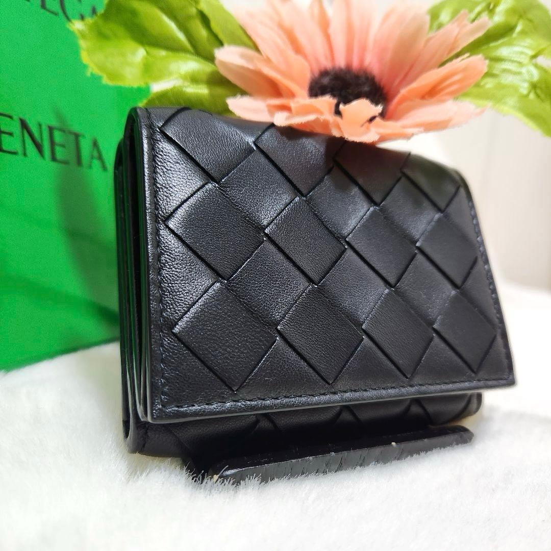 ✨未使用保管品　RFID搭載✨ボッテガ　三つ折り　イントレチャート　ブラック　黒