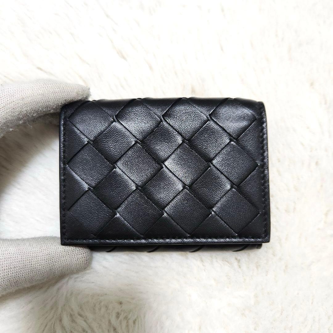✨未使用保管品　RFID搭載✨ボッテガ　三つ折り　イントレチャート　ブラック　黒