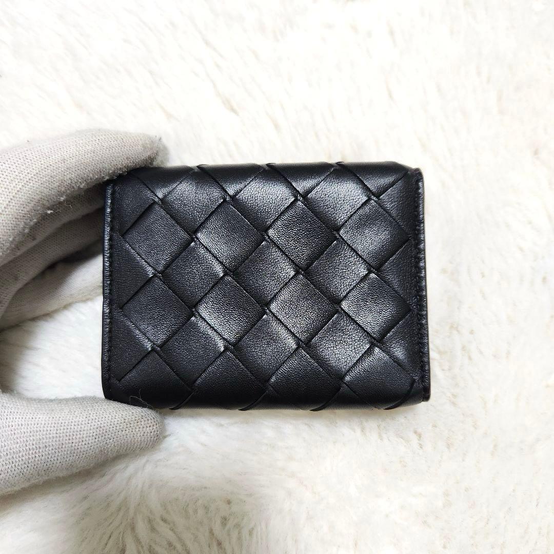 ✨未使用保管品　RFID搭載✨ボッテガ　三つ折り　イントレチャート　ブラック　黒