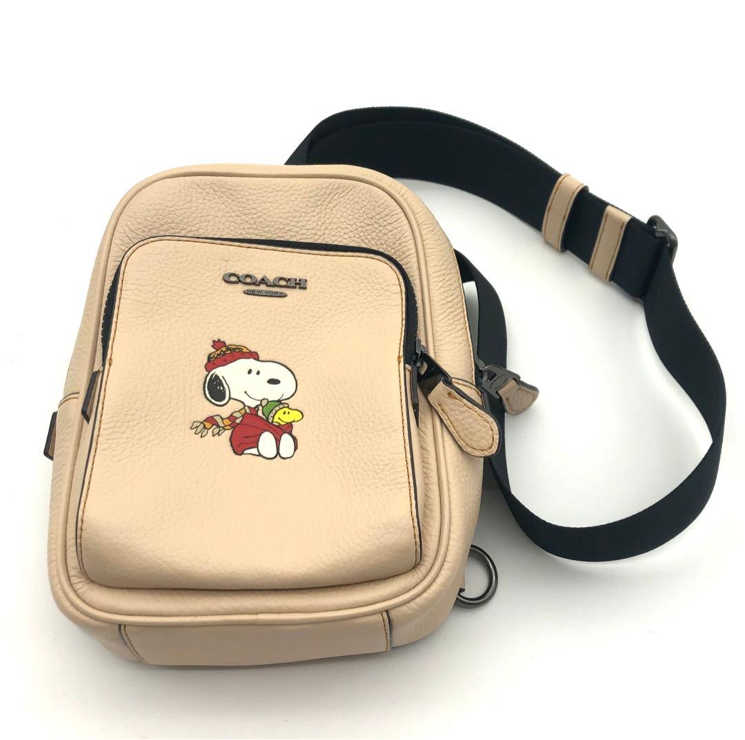 R 極美品！！COACH スヌーピー ショルダーバッグ ベージュ　コーチ