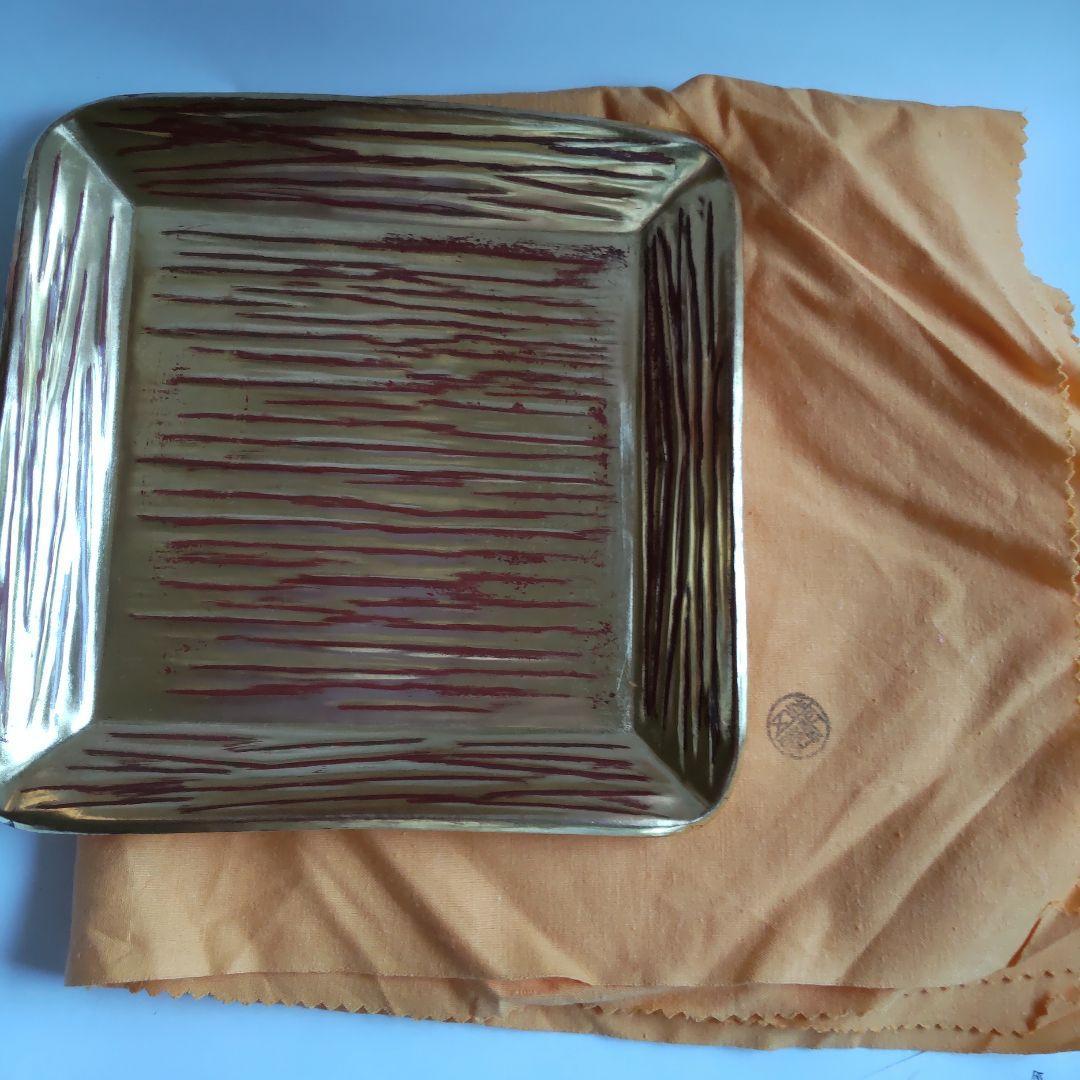 金工師 木村清五郎 紅銅四方盆 菓子盆 共布 共箱 栞 茶道具 新品 未使用 B