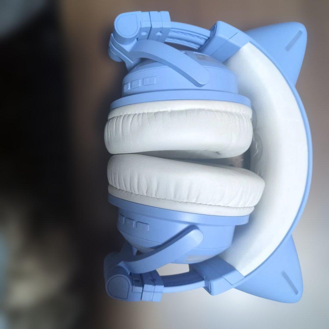 yowu猫耳型 ワイヤレスヘッドホン 青