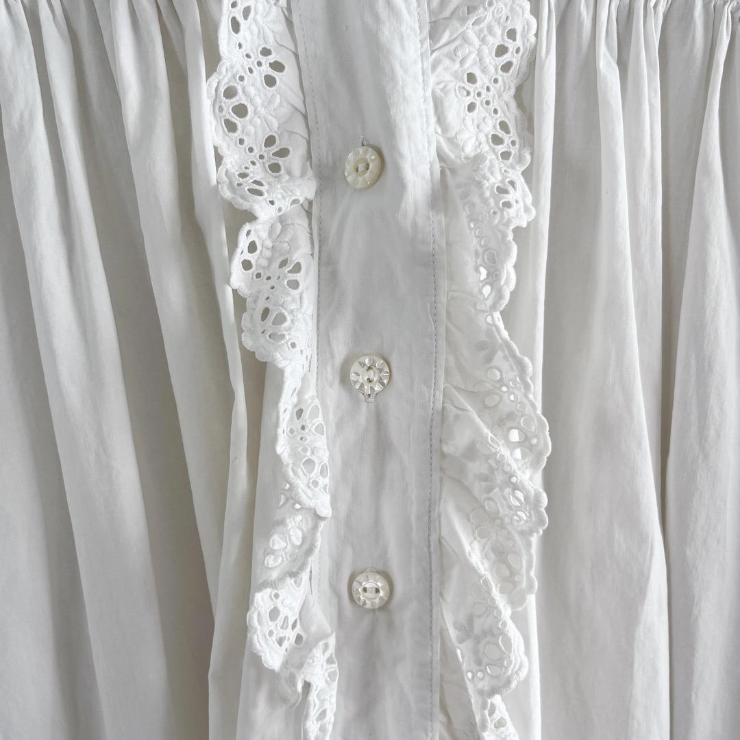 アンティーク　ホワイト　コットン　ワンピース　ドレス　ヨーロッパ　ヴィンテージ
