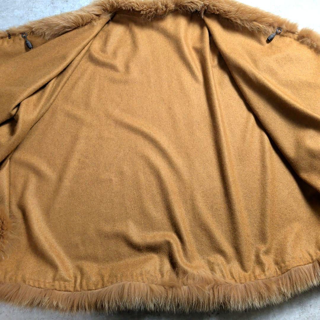 日本製 カシミヤ100%　トリミングフォックスファー　ケープ　ポンチョ