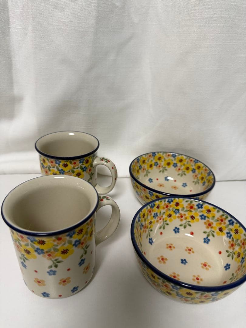 ポーリッシュポタリー　セラミカ　マグカップ　小鉢　4点セット