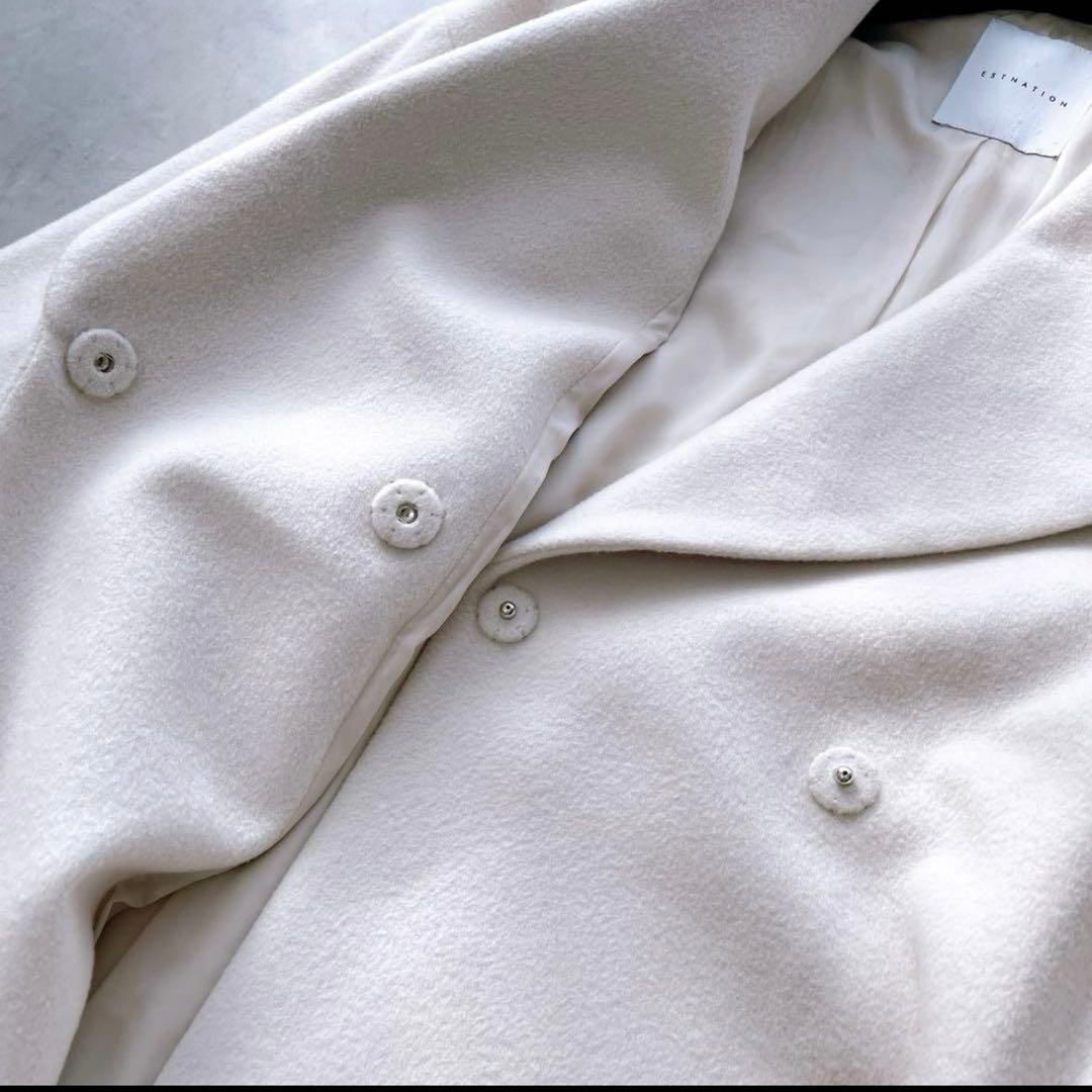 【美品】エストネーション　ベルテッドウールコート　Sサイズ　アイボリー