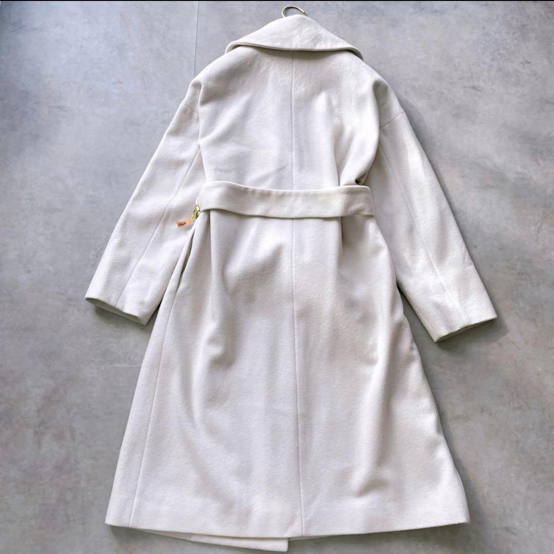 【美品】エストネーション　ベルテッドウールコート　Sサイズ　アイボリー