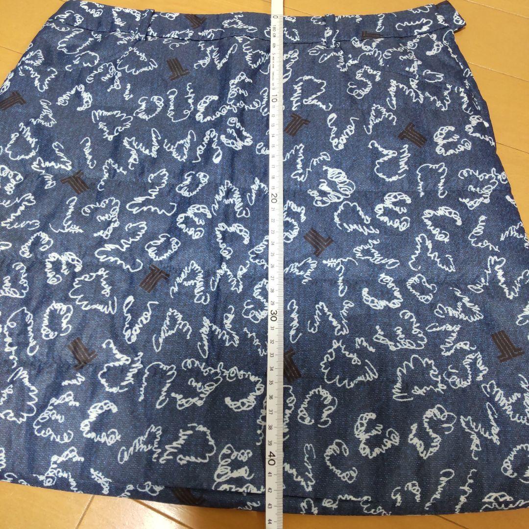 【美品】ランバンスポール 中綿 ダウン スカート M ブルー デサント