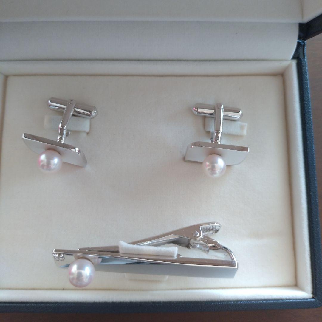 未使用　田崎真珠　カフス　タイホルダー　セット　TASAKI パール　シルバー