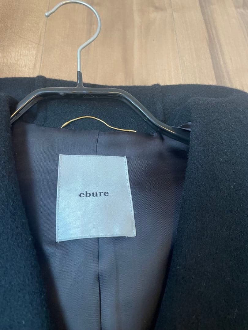 ebure エブール　黒　リュクスビーバー フーデットショートコート　Pコート