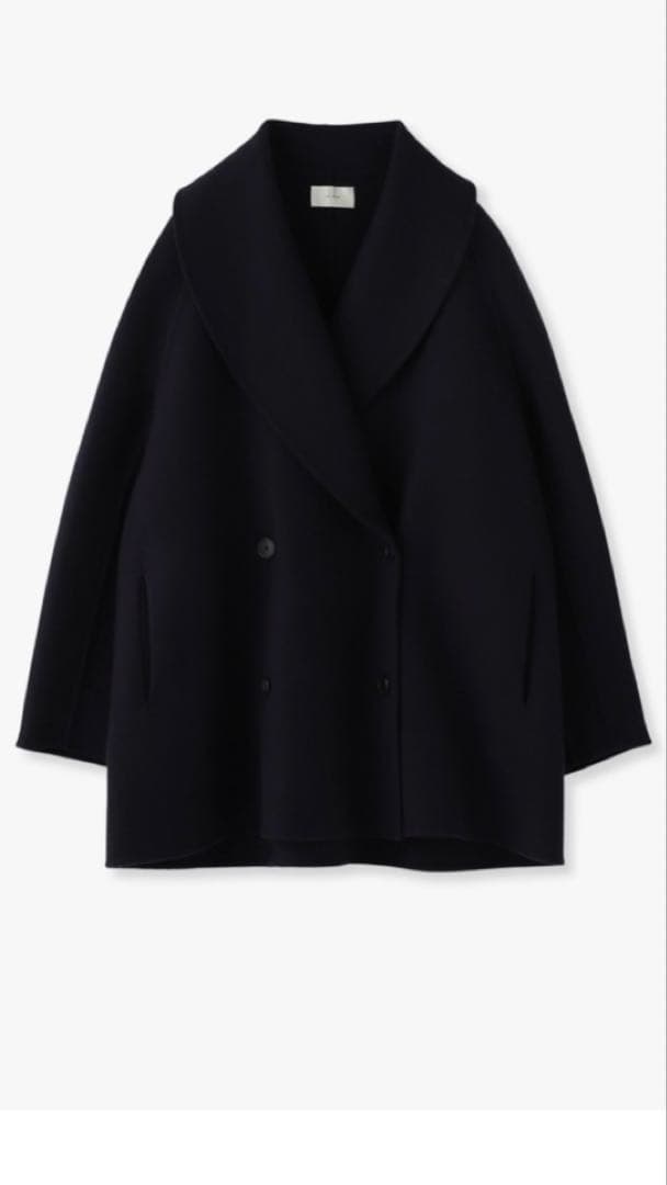 ebure エブール　黒　リュクスビーバー フーデットショートコート　Pコート