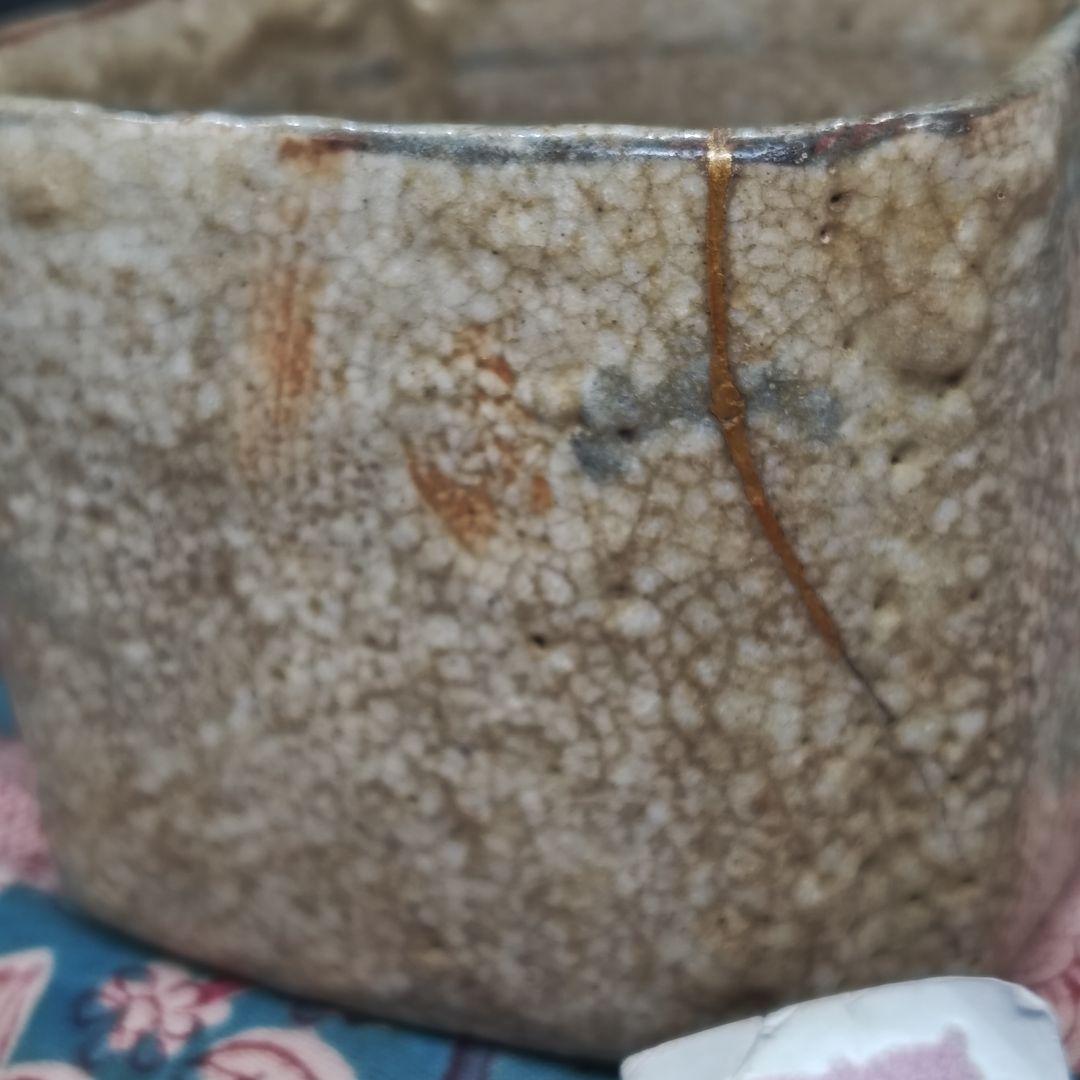 古絵志野、四方入隅向付(元箱、古裂綿更紗包布付)