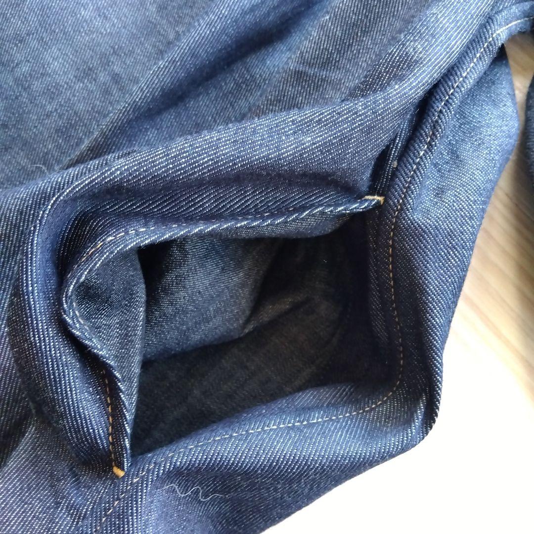 45R ★プチデニムのパフブリッジワンピース　インディゴ濃