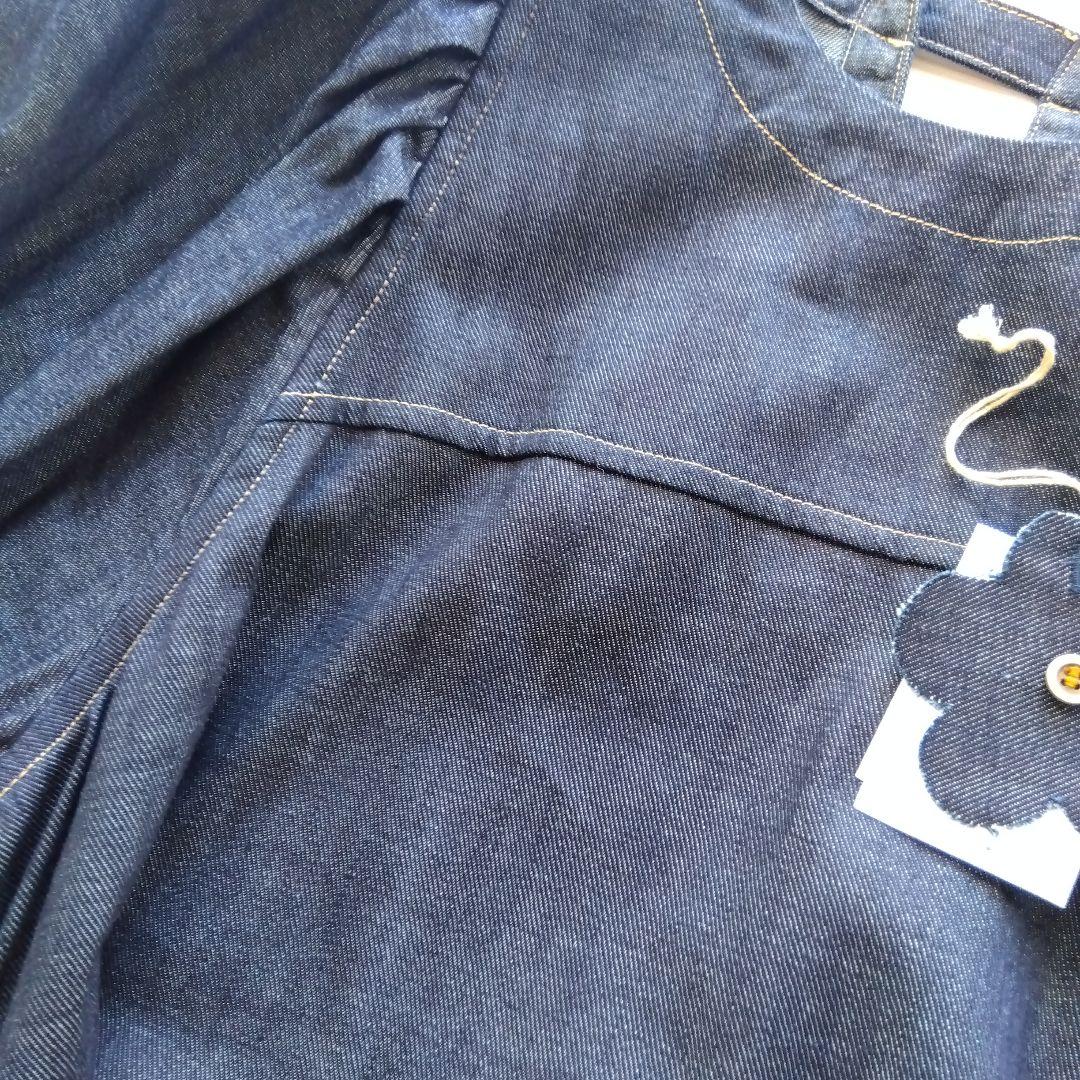 45R ★プチデニムのパフブリッジワンピース　インディゴ濃