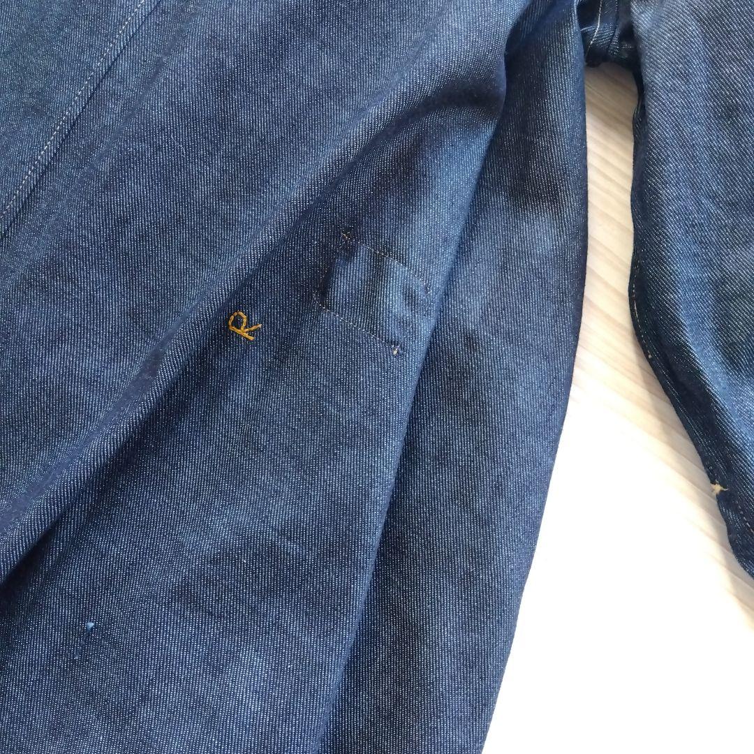 45R ★プチデニムのパフブリッジワンピース　インディゴ濃