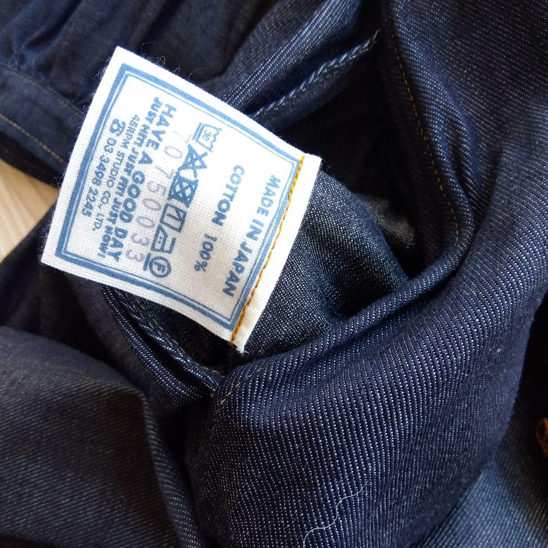 45R ★プチデニムのパフブリッジワンピース　インディゴ濃