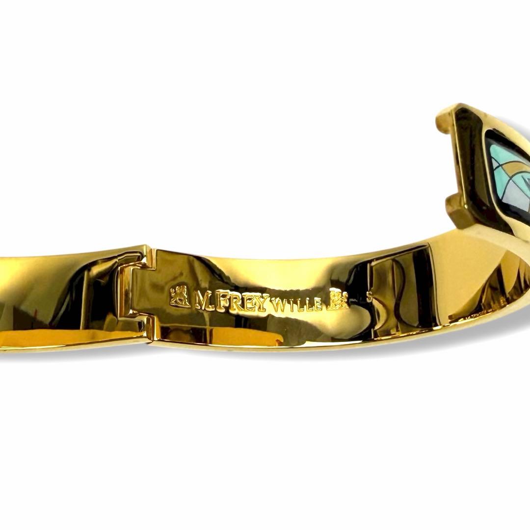 【美品】MICHAELA FREY ミカエラフレイ バングル 花柄 ゴールド