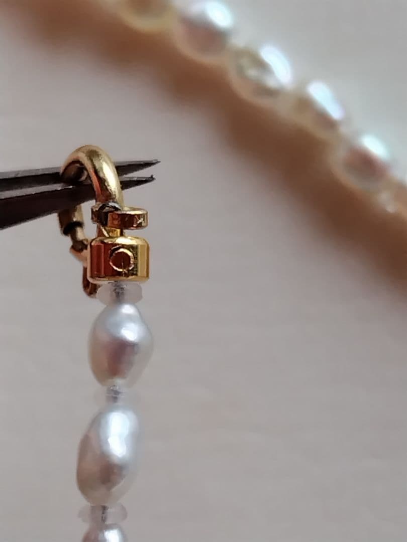 K18 ２種類の、アコヤ真珠ケシパールの、ネックレス