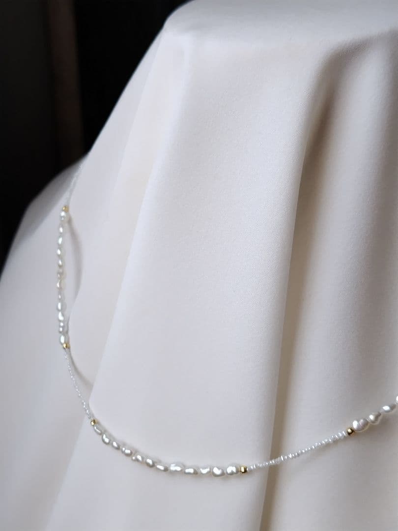 K18 ２種類の、アコヤ真珠ケシパールの、ネックレス