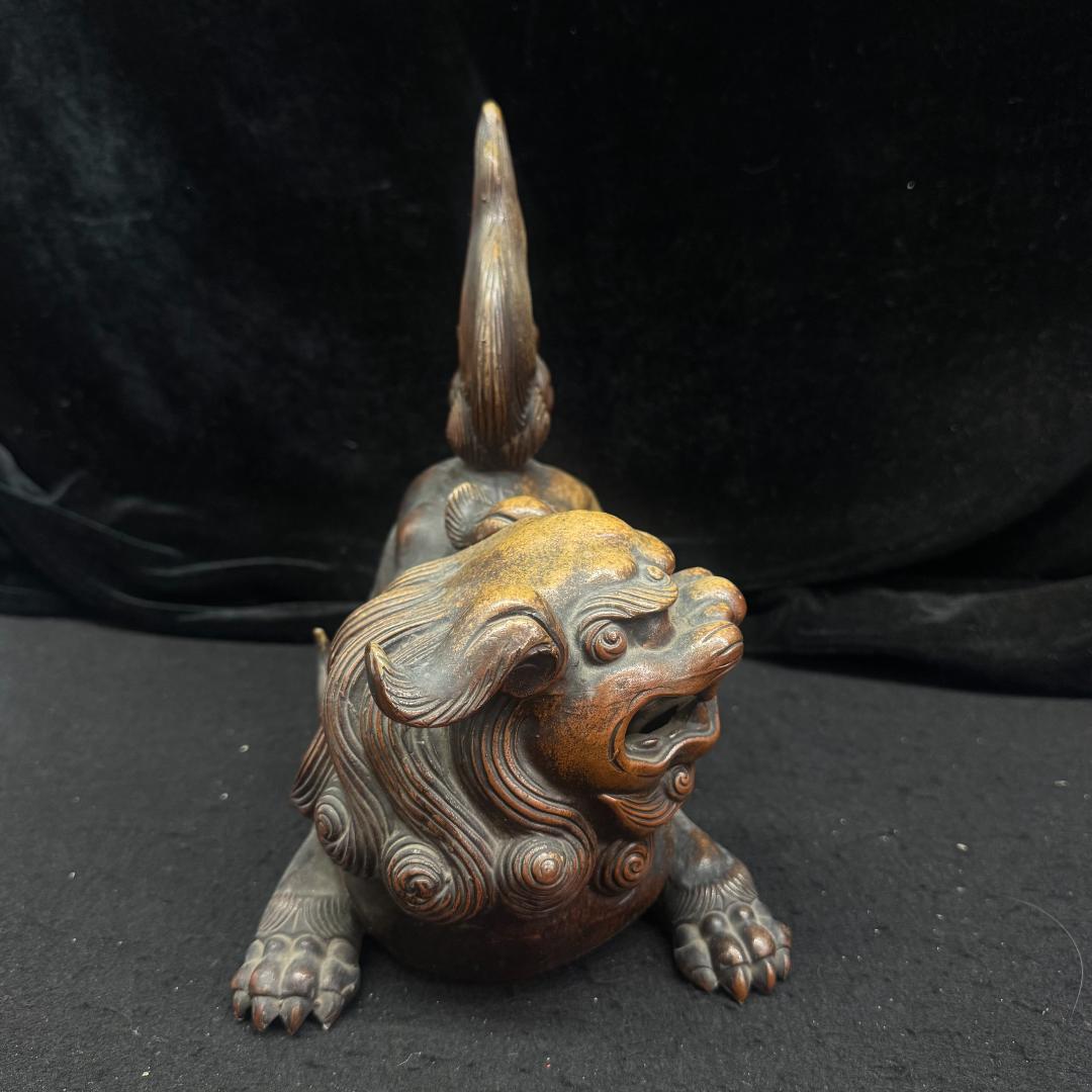 Kiki0623　備前焼 狛獅子 獅子 骨董品 縁起物 古美術 26cm