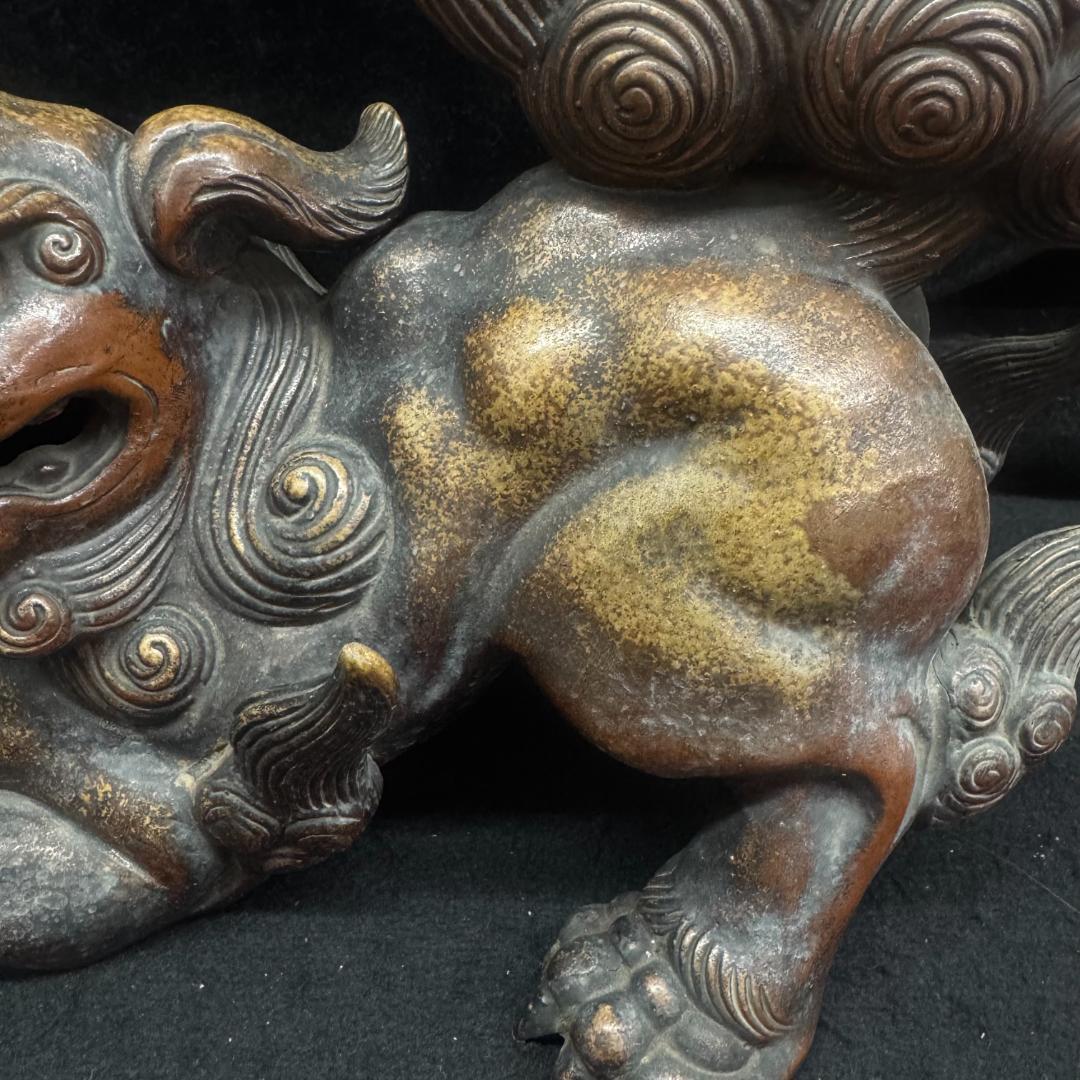 Kiki0623　備前焼 狛獅子 獅子 骨董品 縁起物 古美術 26cm