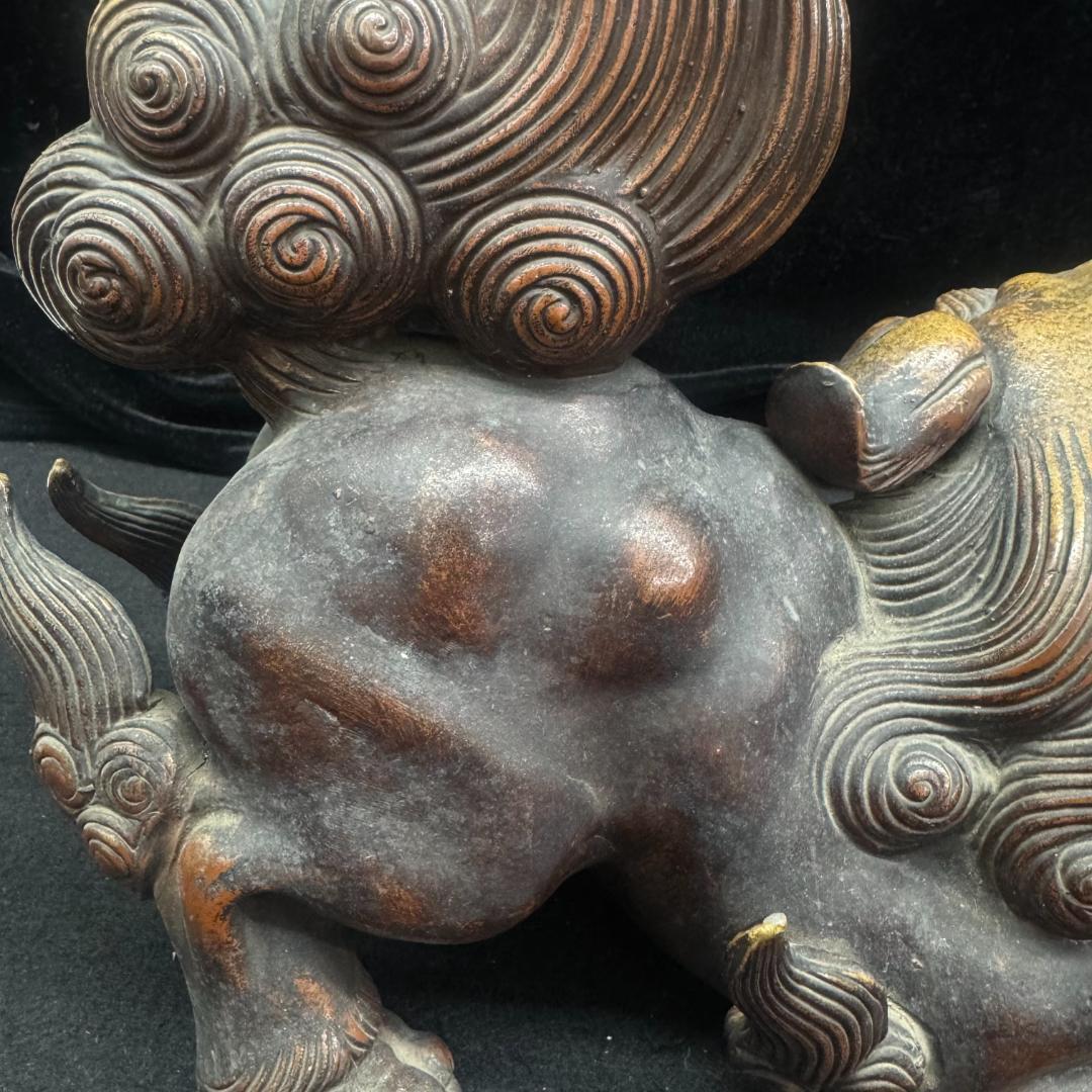 Kiki0623　備前焼 狛獅子 獅子 骨董品 縁起物 古美術 26cm