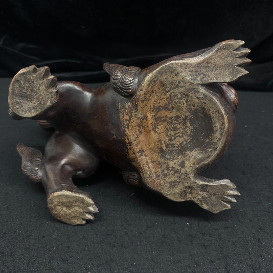 Kiki0623　備前焼 狛獅子 獅子 骨董品 縁起物 古美術 26cm