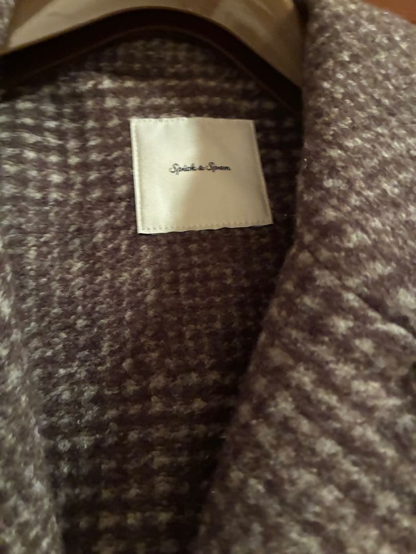 Wスライバーチェックハーフコート　スピックアンドスパン　ピーコート