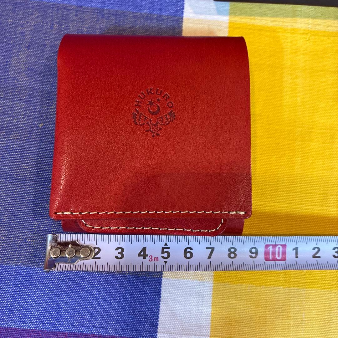 <HUKURO> 二つ折り財布手のひら財布-Beh- 栃木レザー box RED